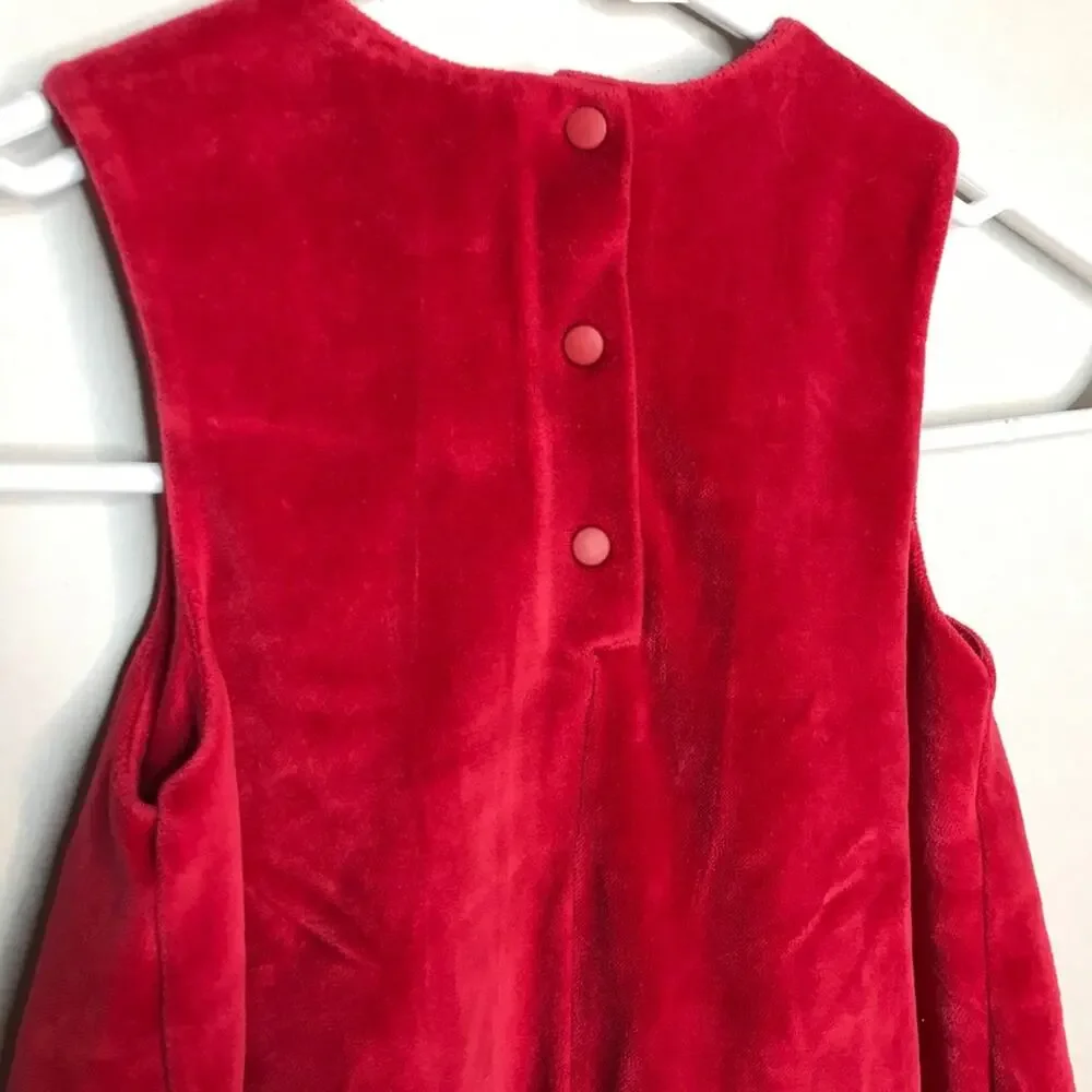 VTG Gymboree Red Velvet Velour Holiday Dress 90s